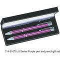 JJ Series Pen and Pencil Gift Set in Black Velvet Gift Box - Purple